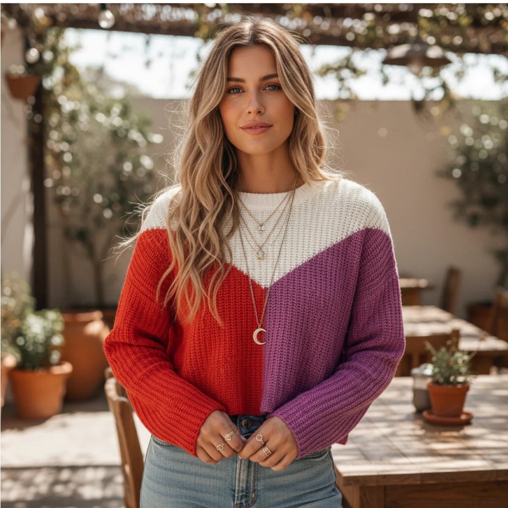 Sincerely Jules colorblock knit sweater size medium